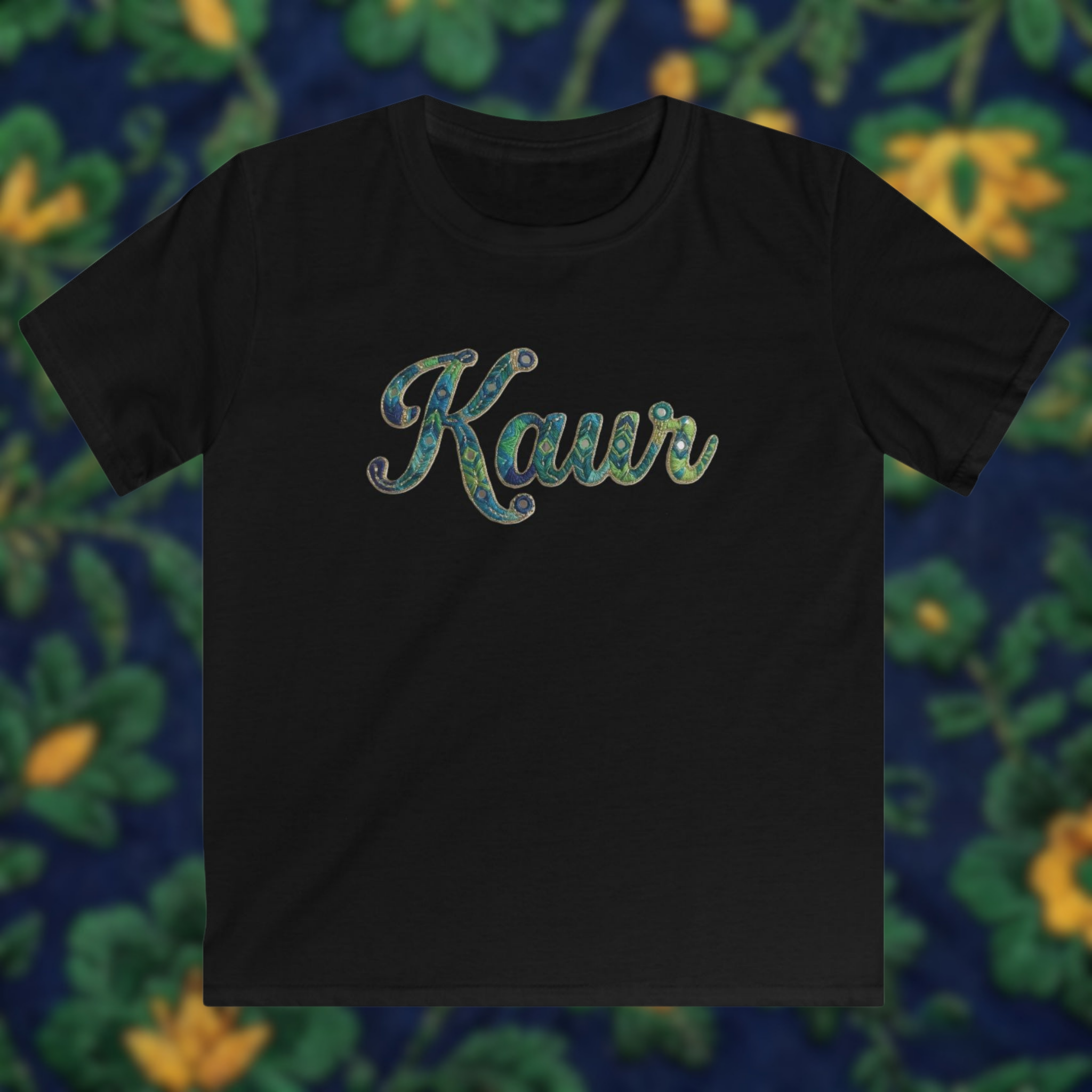 Kids Kaur Phulkari Style Graphic T-Shirt