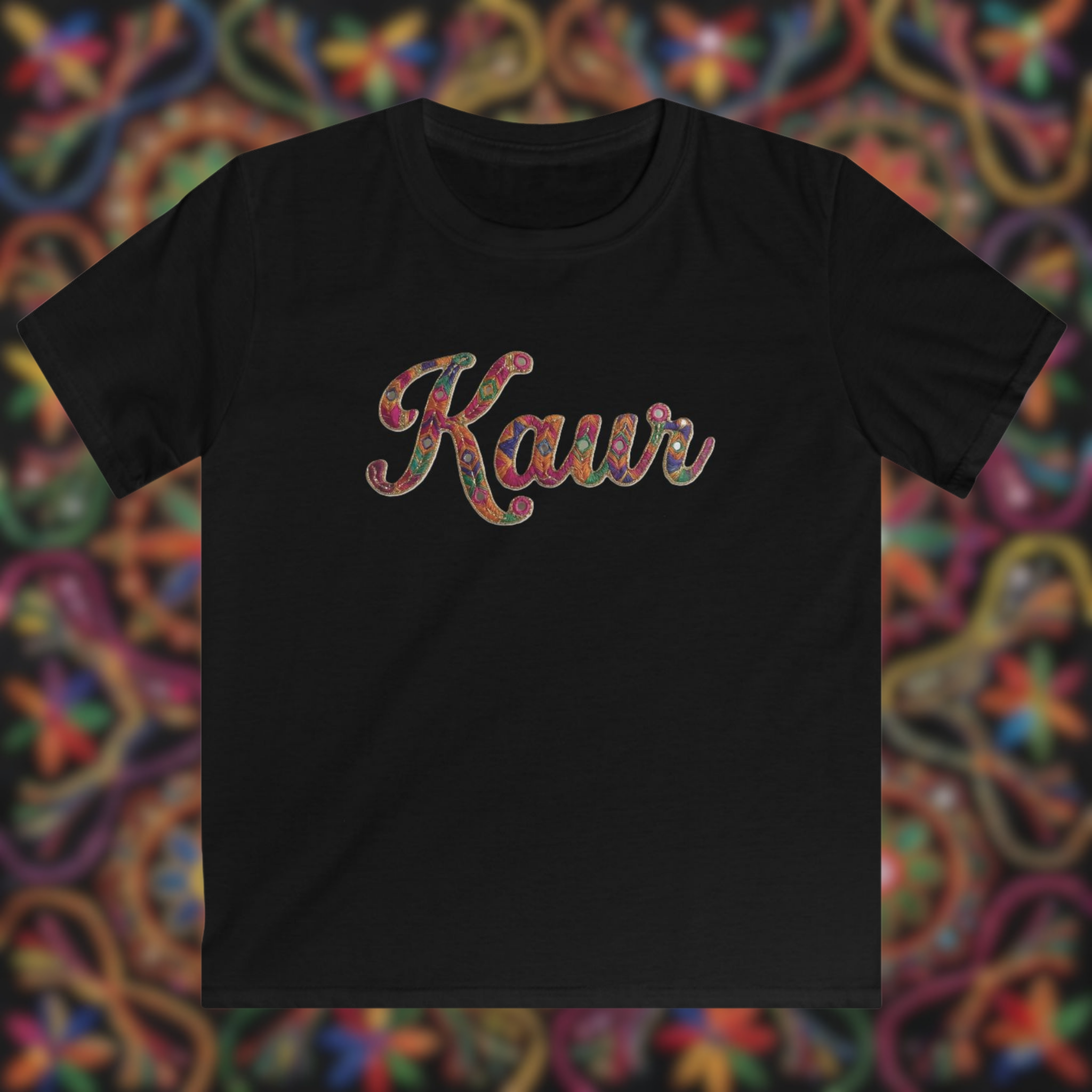 Kids Kaur Phulkari Style Graphic T-Shirt