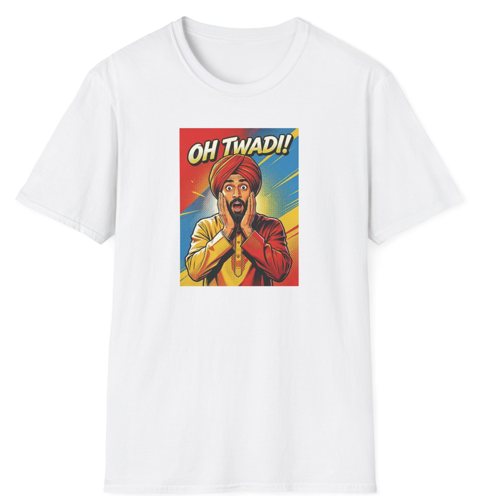 Oh Twadi! Fun Desi Comic Book Art T-Shirt Male or Female Versions