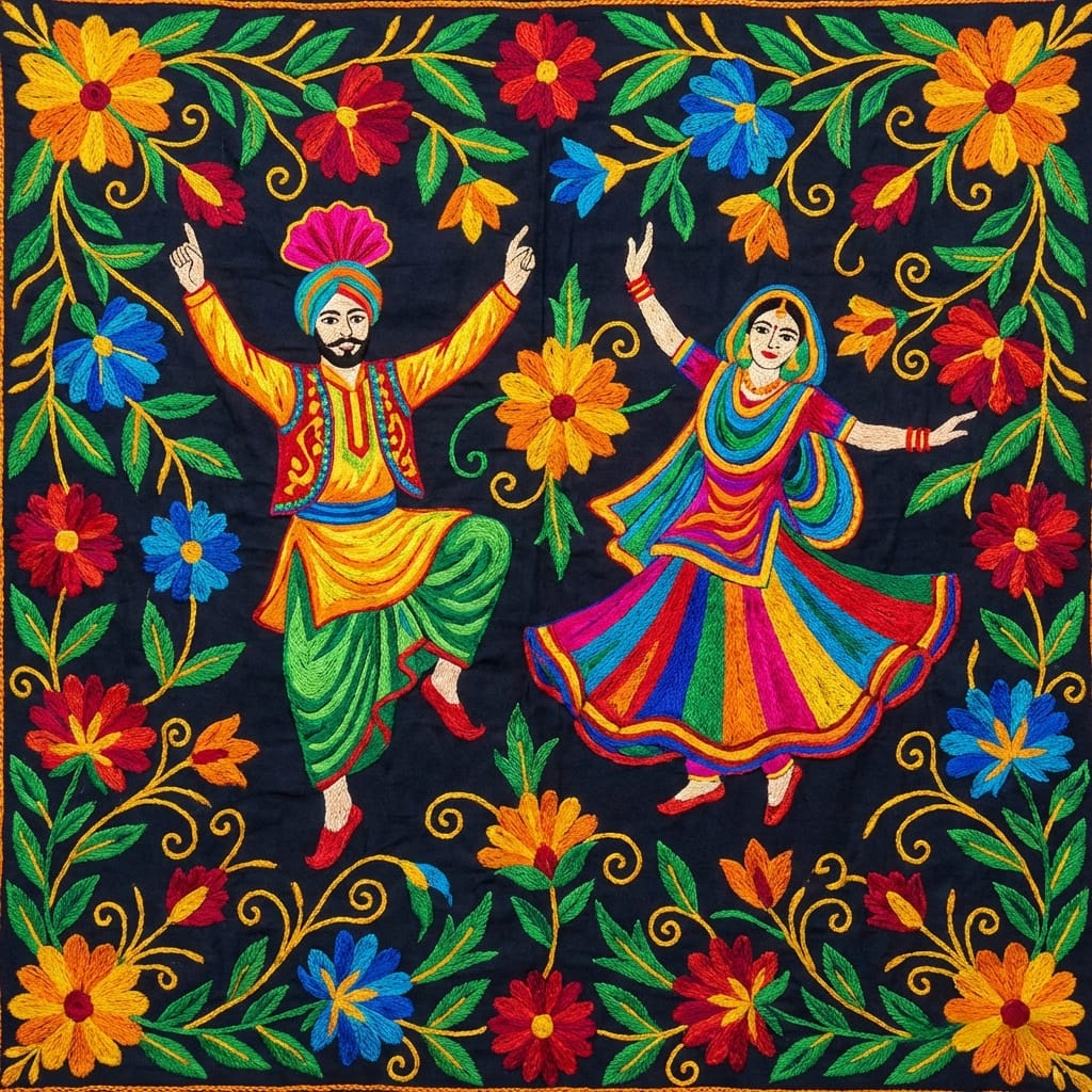Punjabi Dancers Stitch style, Graphic Unisex T-Shirt