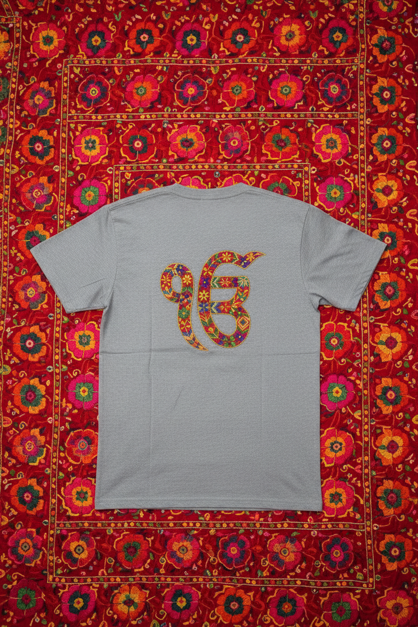 Grey Tee Phulkari - No Model