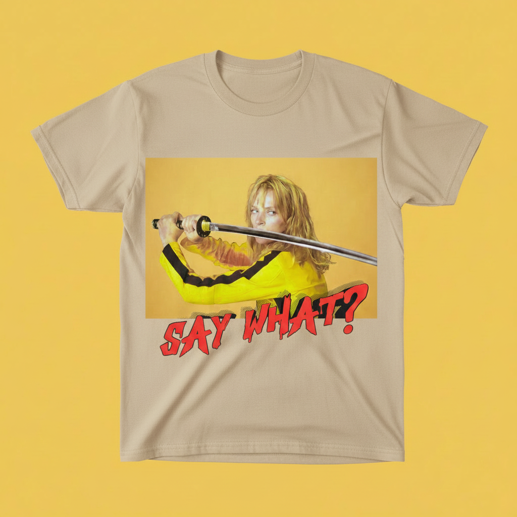 Say What Kill Bill graphic tee in sand