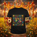 Black t-shirt Bhangra couple vibrant Punjabi village background