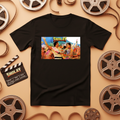Black Sholay T-Shirt on cinema background