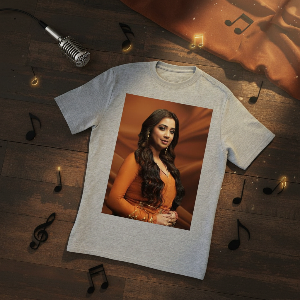 Grey Shreya Ghoshal T-Shirt with microphone