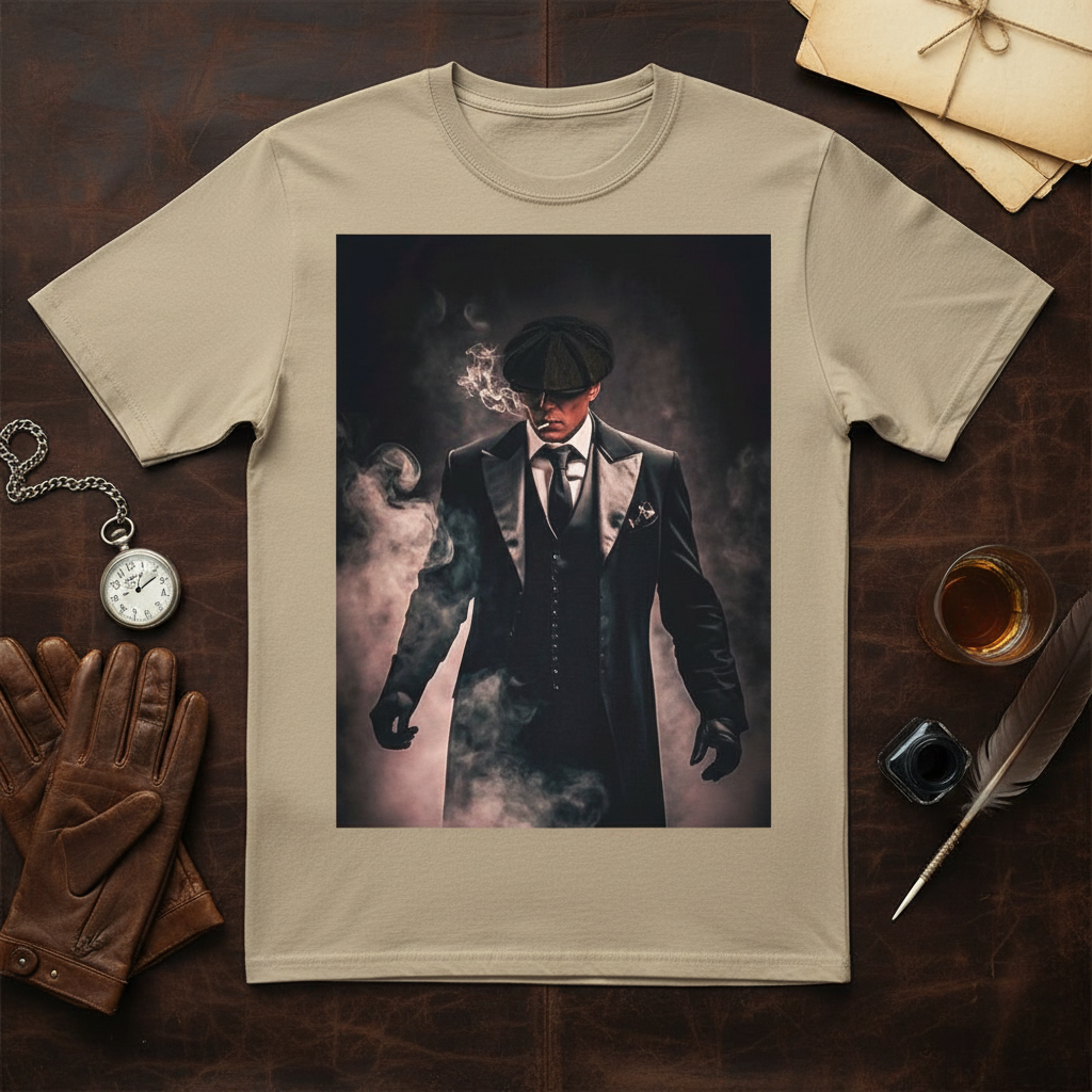 Sand Peaky Blinders T-Shirt on leather