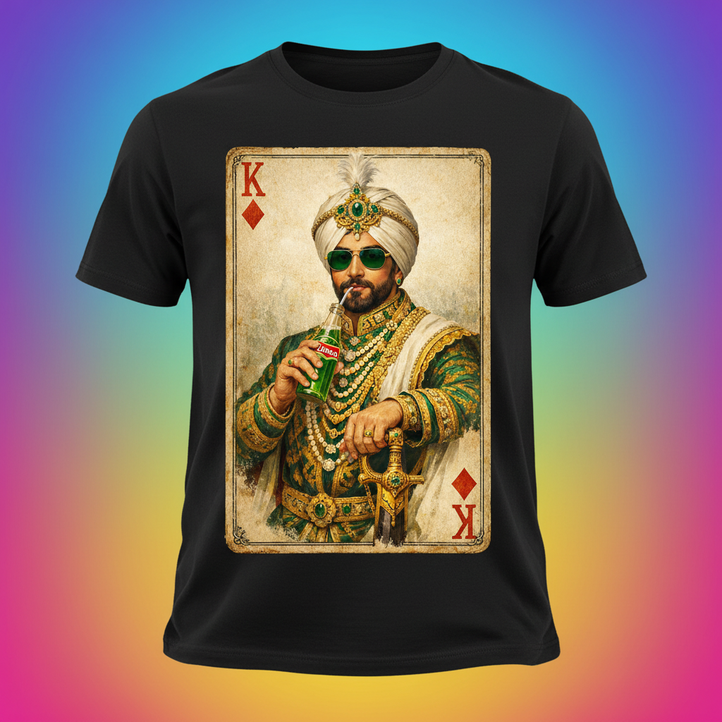 King of Diamonds Punjabi Badshah graphic tee in black
