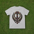 Grey Khanda t-shirt on grass