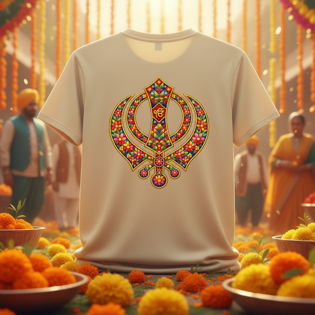 Sand tee back - Khanda floral design Vaisakhi