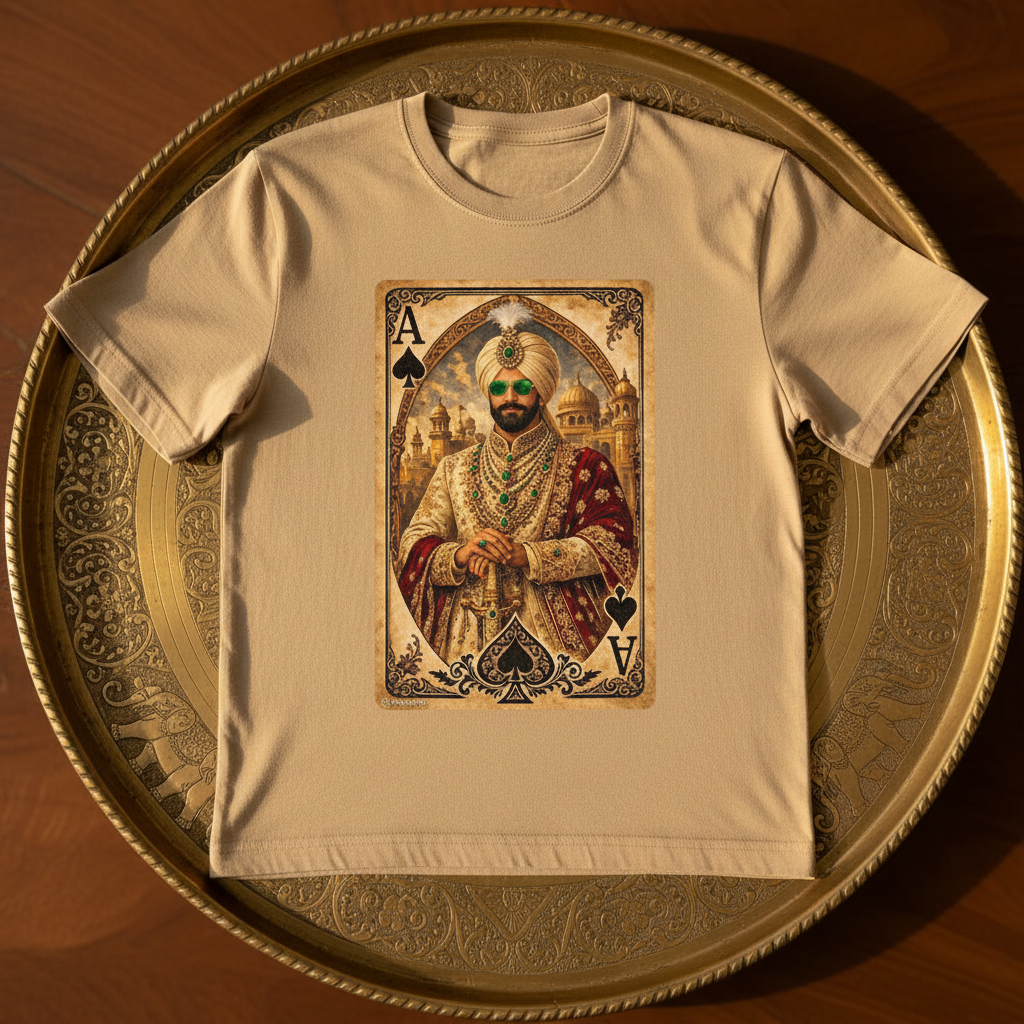 Sand Maharaja T-Shirt on brass tray