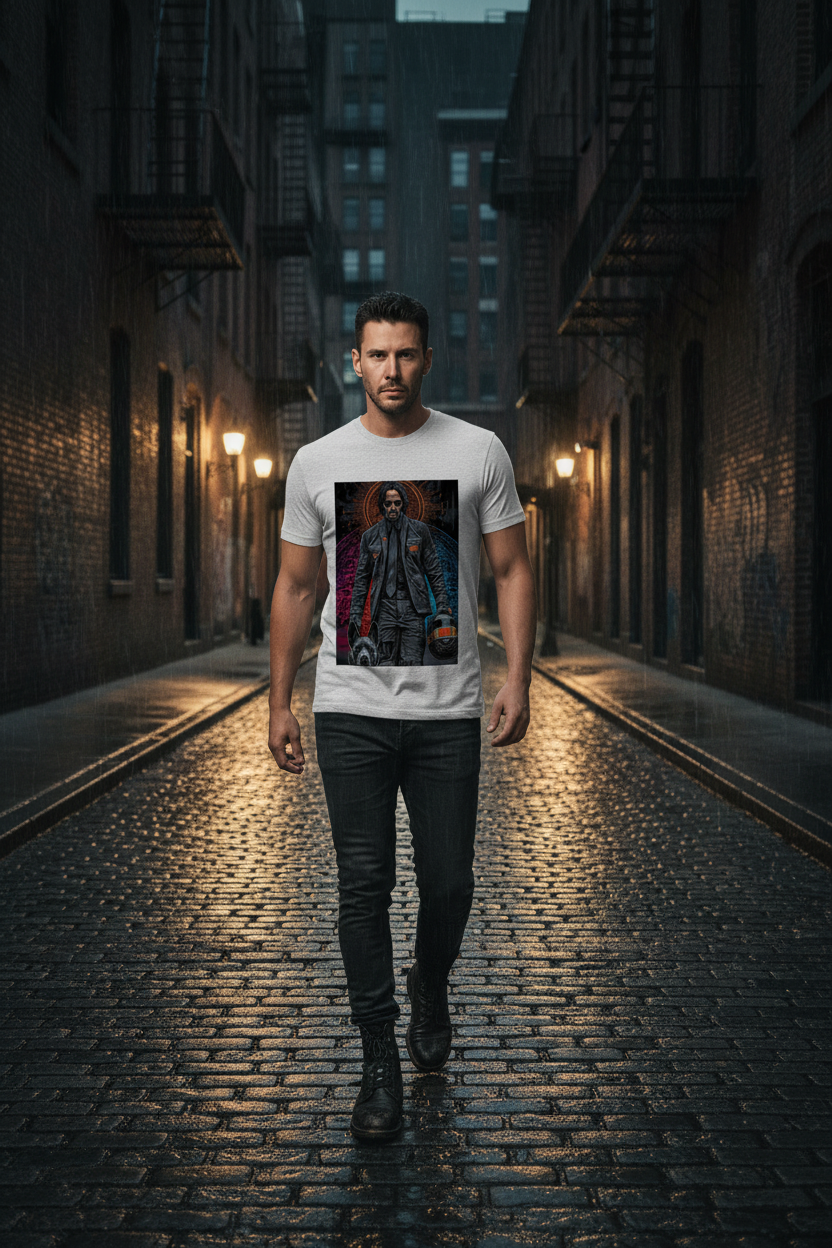 John Wick Grey T-Shirt on Model