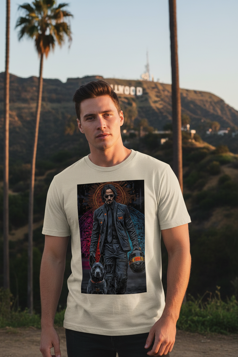 John Wick Sand T-Shirt Model Full Image