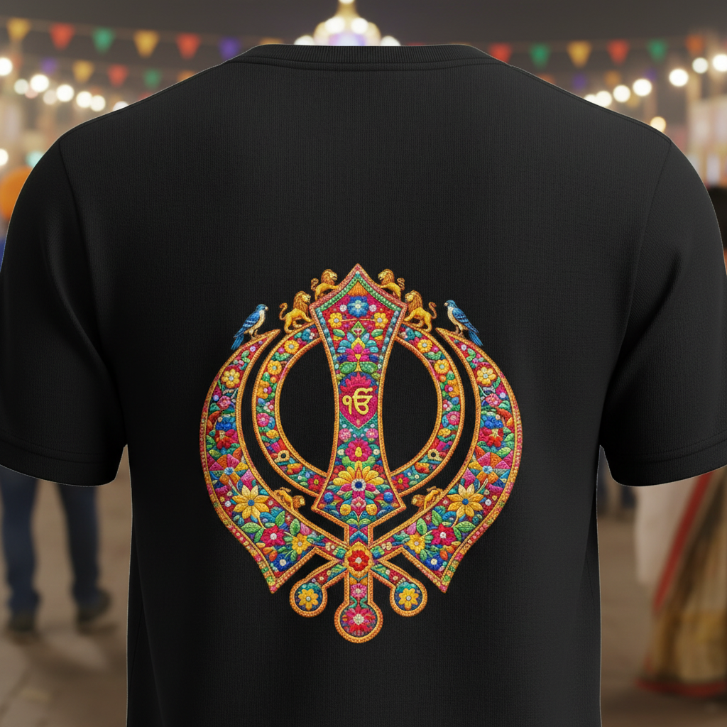 Phulkari Khanda Black Tee Back Close