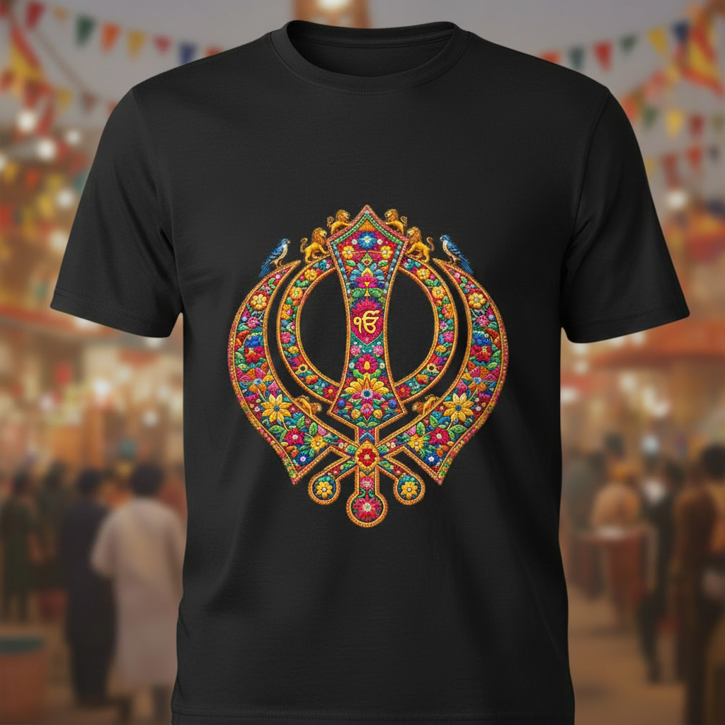 Phulkari Khanda Black Tee Front
