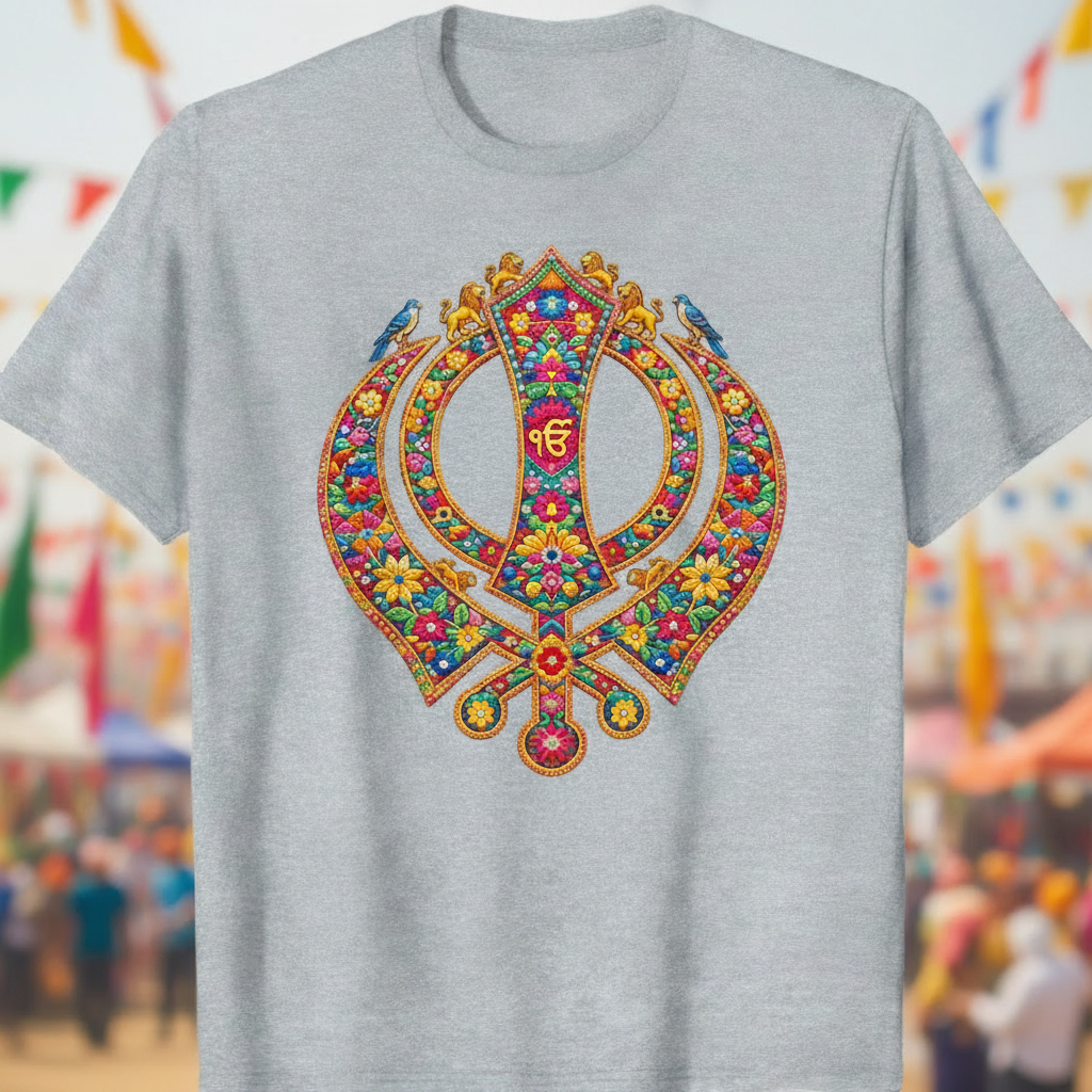 Phulkari Khanda Grey Tee Back