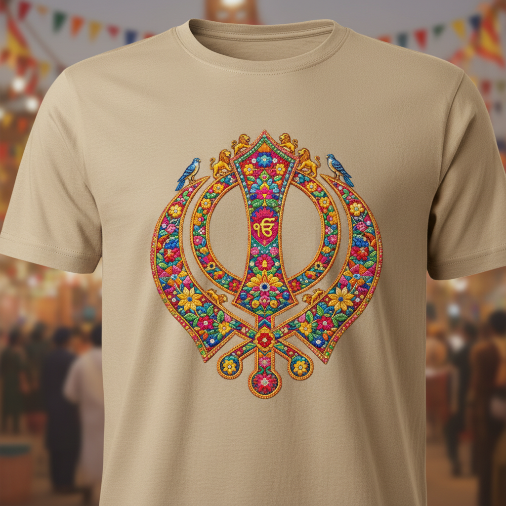 Phulkari Khanda Sand Tee Front