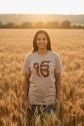Sand Tee - Female Model Wheat Field